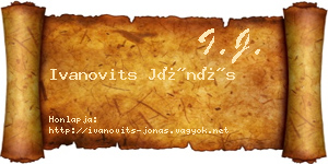 Ivanovits Jónás névjegykártya